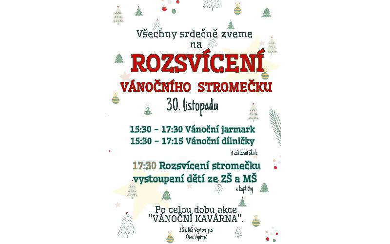 Aktuality - Rozsvícení vánočního stromečku - 30. listopadu