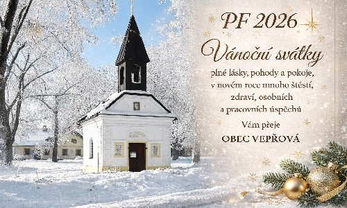 Aktuality - Obec Vepřová přeje všem občanům klidné vánoční svátky a úspěšný nový rok.